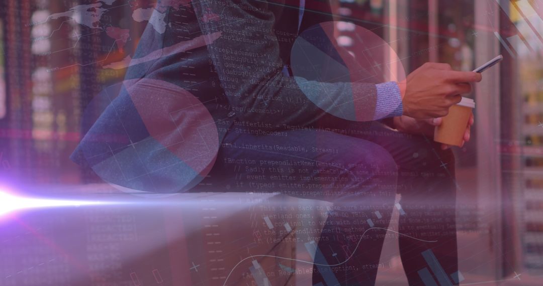 Businessman Integrating Digital Finance and Technology Concepts