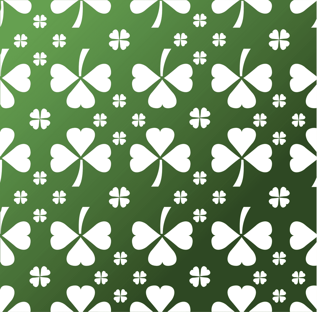 Seamless Transparent Clover Pattern with White on Green