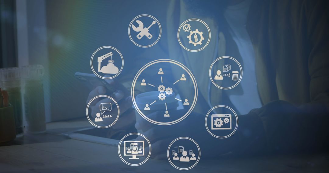 Digital Network Connectivity with Interface Icons Concept