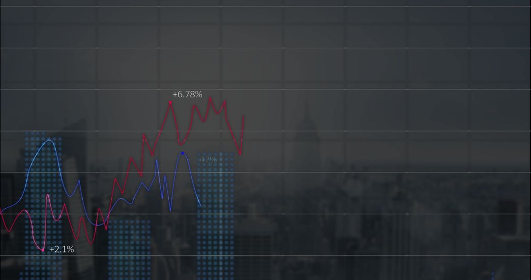 Data Analysis Visualization Over City Skyline