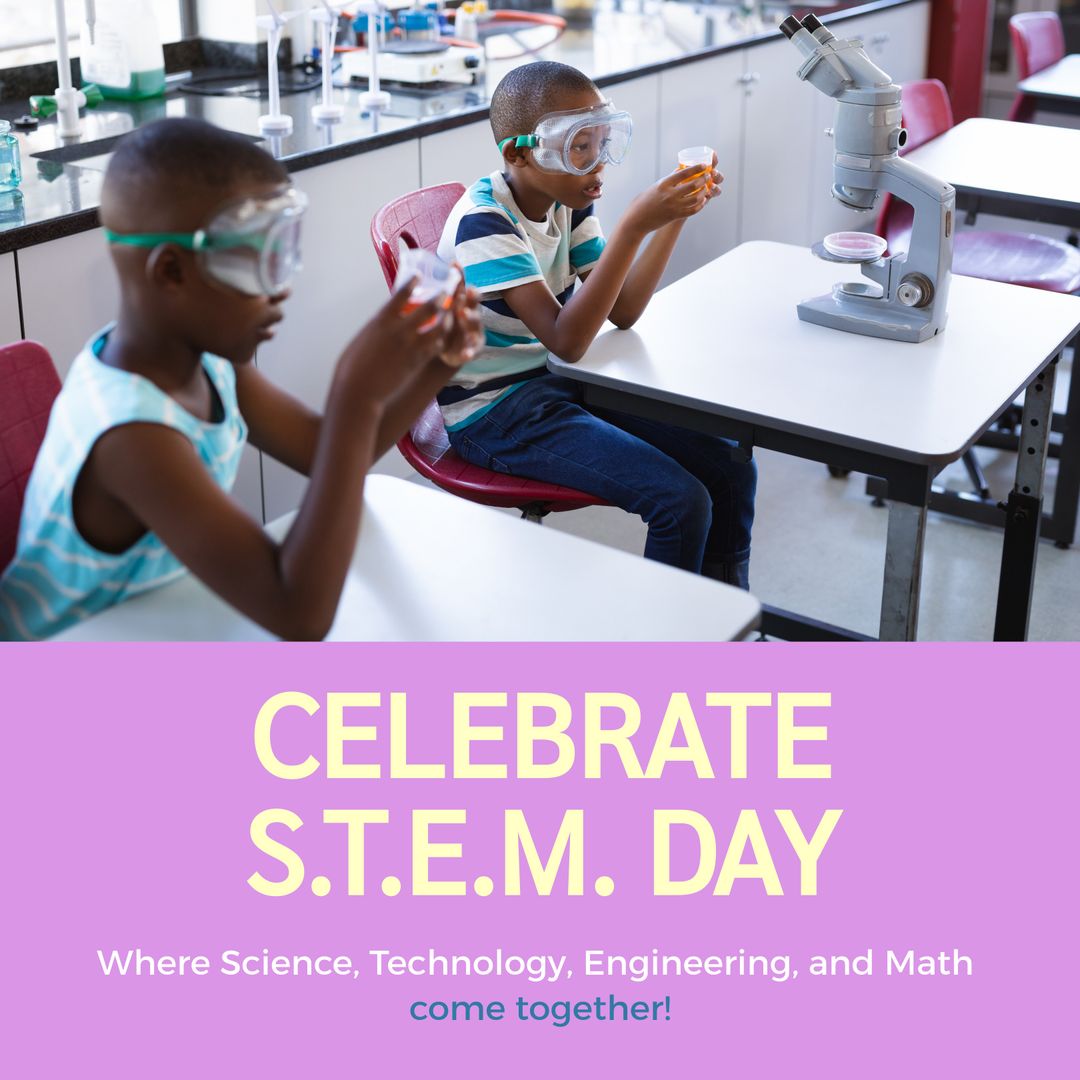 Celebrating STEM Day With Diverse Young Scientists Conducting Experiments - Download Free Stock Templates Pikwizard.com