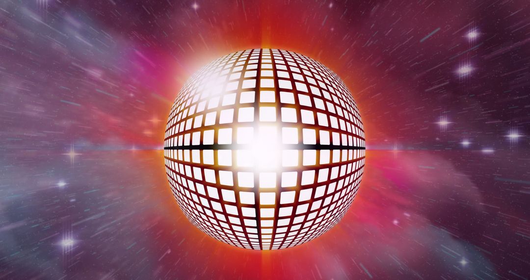 Vibrant Disco Ball in Space with Celestial Backdrop