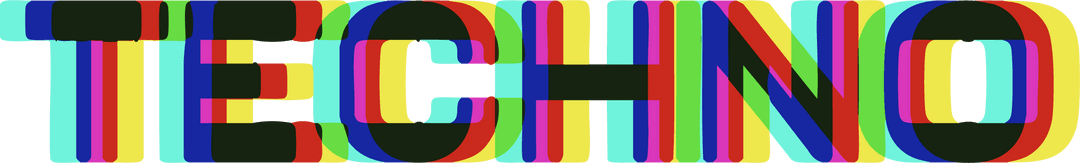 Techno Text with RGB Glitch Effect on Transparent Background