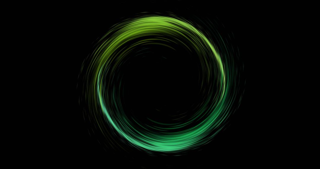 Glowing Green Light Circle on Black Background