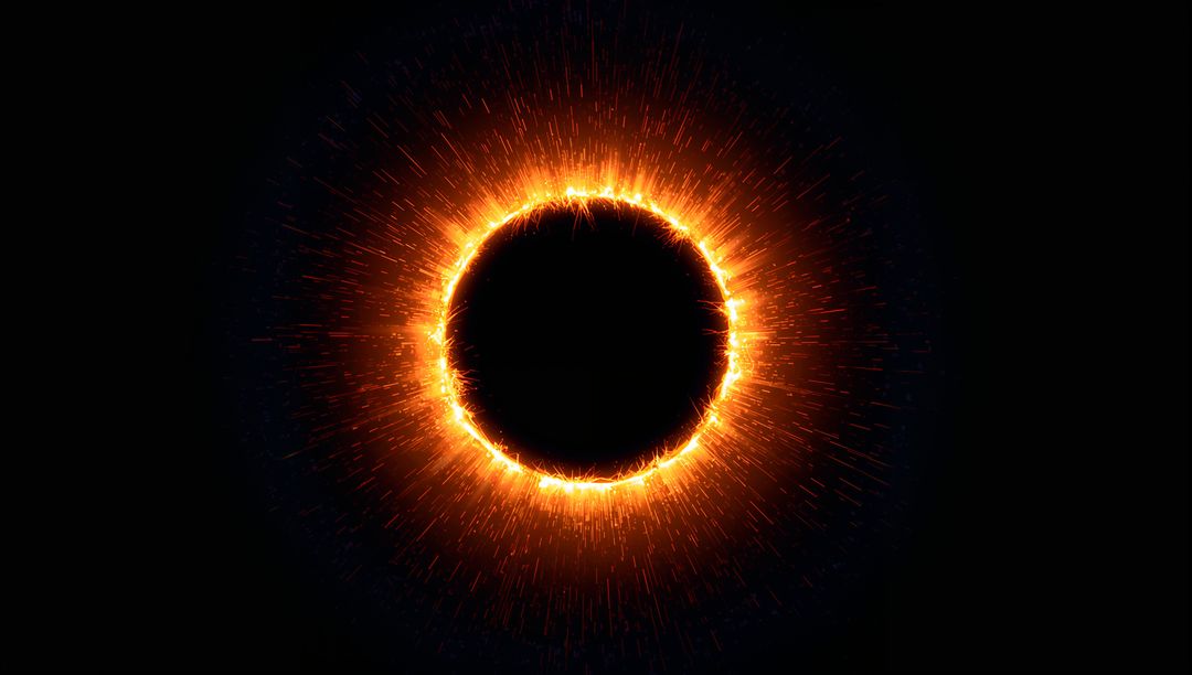 Fiery Glowing Energy Portal with Dark Core in Cosmic Space