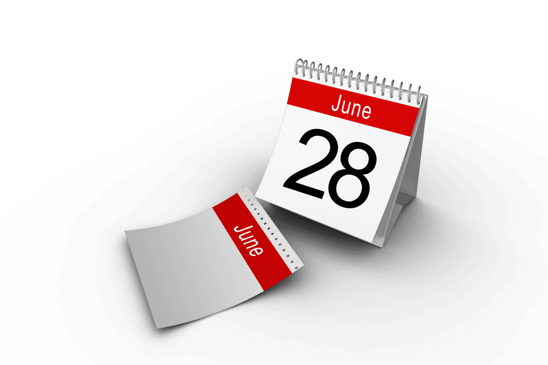 Transparent June 28 Calendar Illustration on White Background