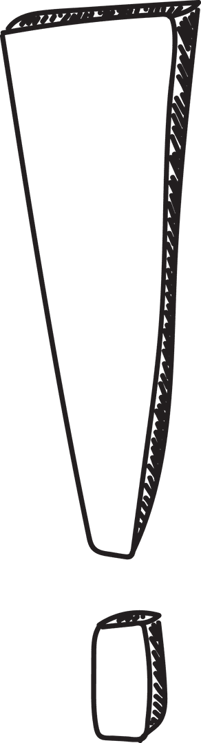 Black Exclamation Mark on Transparent Background