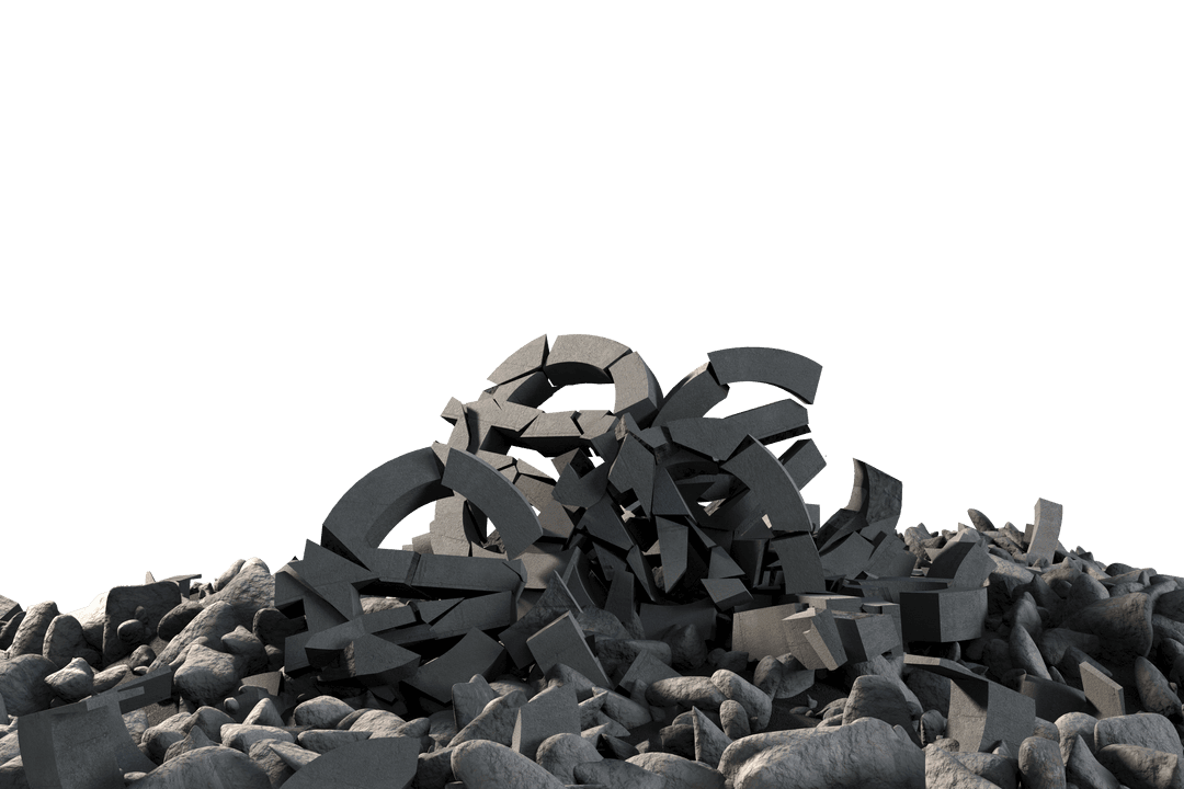 Broken Euro Symbols on Transparent Background, Finance Concept