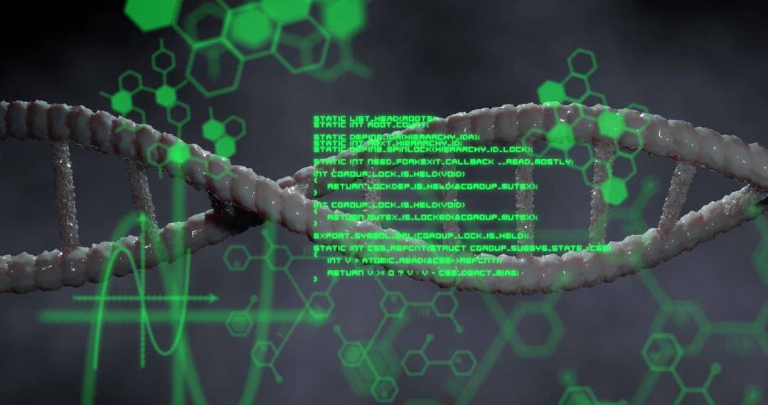 Digital DNA Helix with Tech Interface Elements