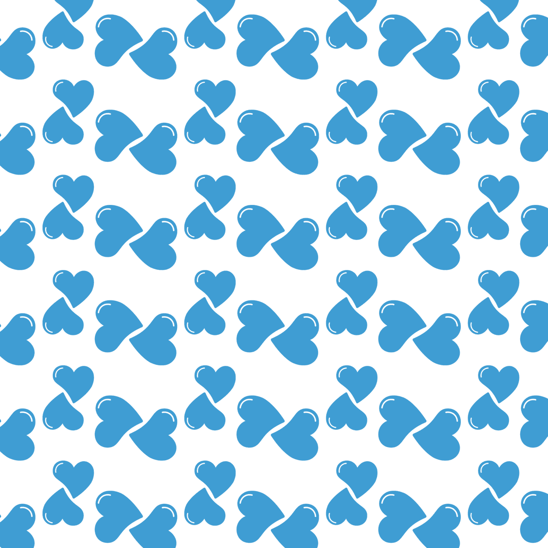 Blue Repeated Heart Pattern on Transparent Background