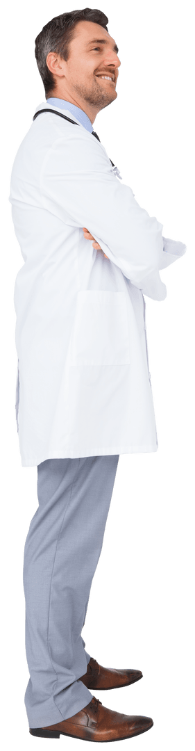 Smiling Professional Young Caucasian Male Doctor Standing Transparent