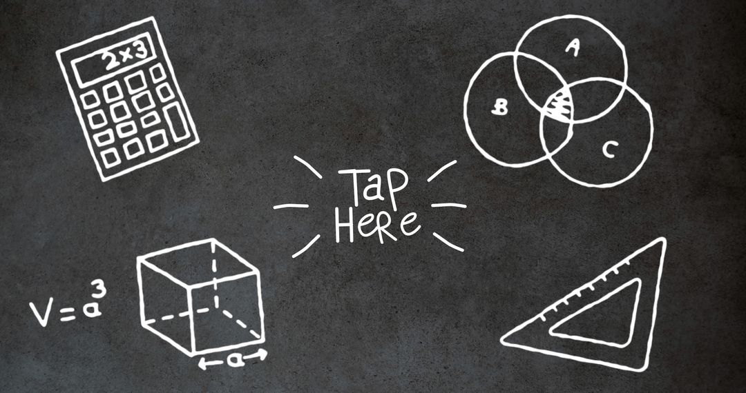 Chalkboard Math Concepts Illustration with Icons