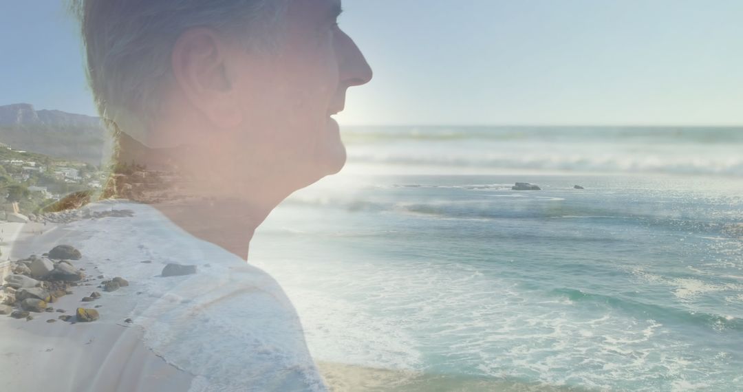 Senior Man Enjoying Serene Retirement by the Sea