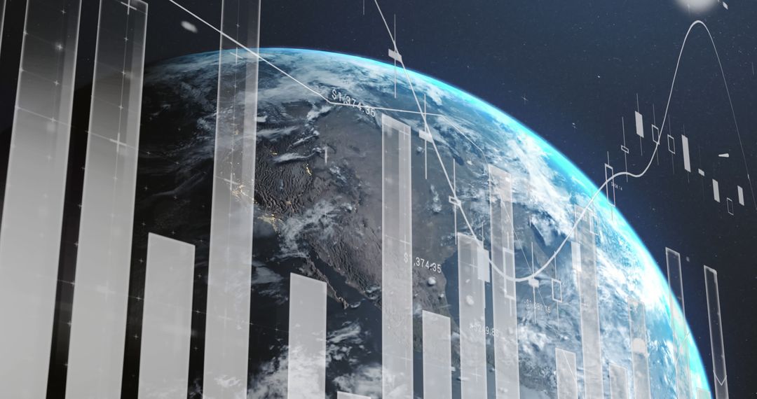 Digital Financial Data Over Globe Illustrating Global Business