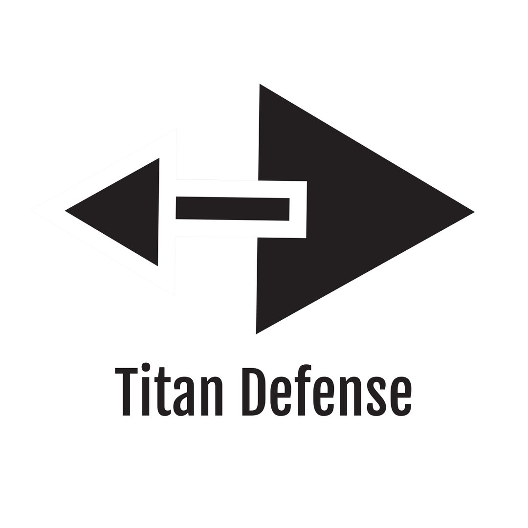 Titan Defense Logo with Geometric Arrow Elements on White Background - Download Free Stock Templates Pikwizard.com