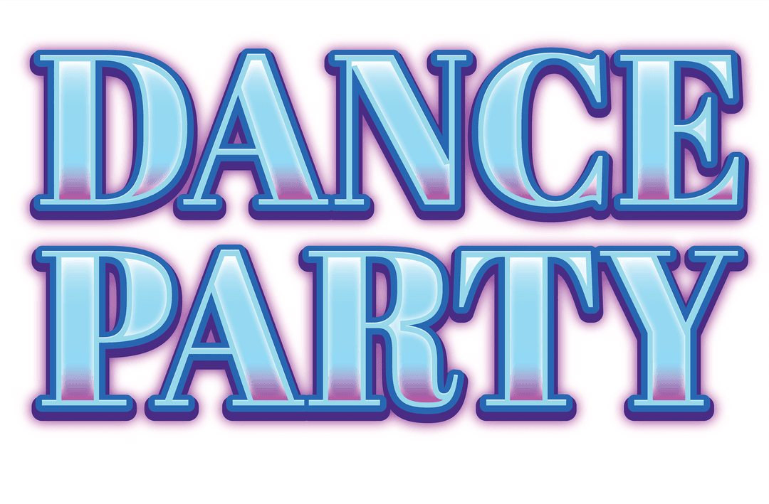 Dance Party Text on Transparent Background for Celebrations