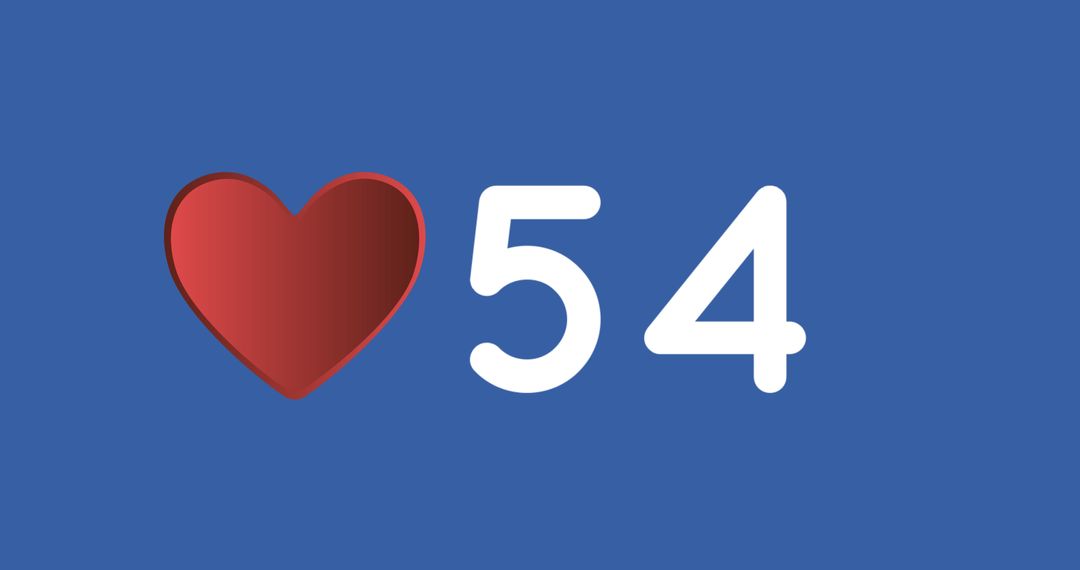 Heart Icon with Number on Blue Background Symbolizing Social Media Likes