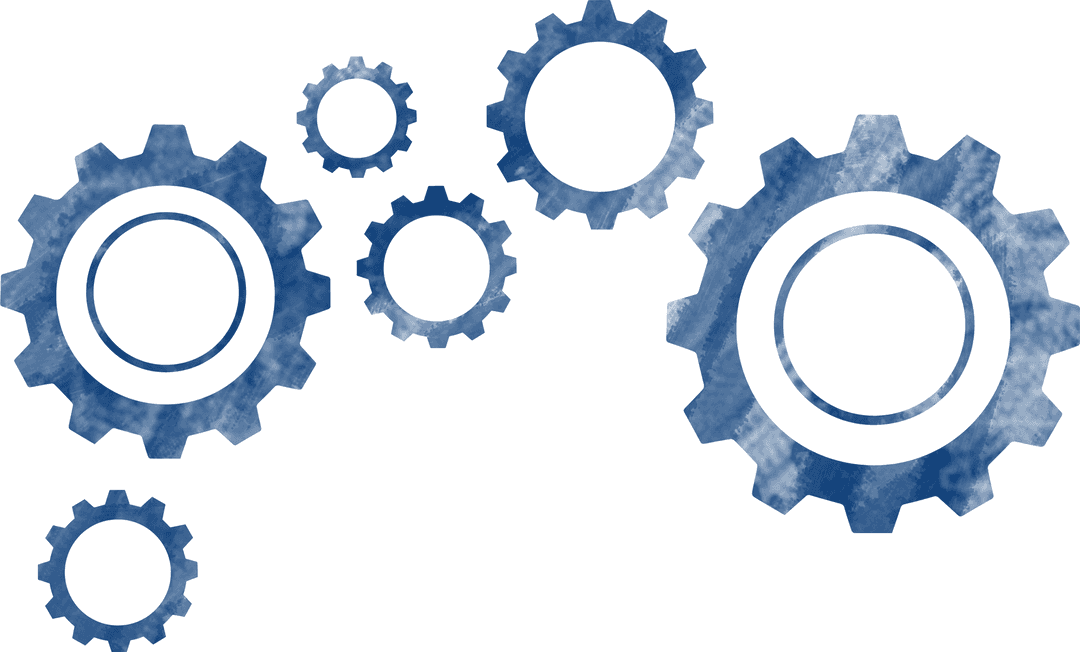 Blue Cogs Gears on Transparent Background Industry Concept