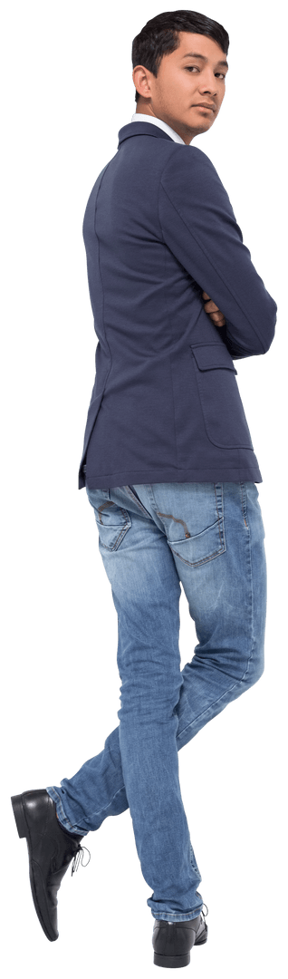 Transparent View Businessman in Casual Outfit with Confident Pose
