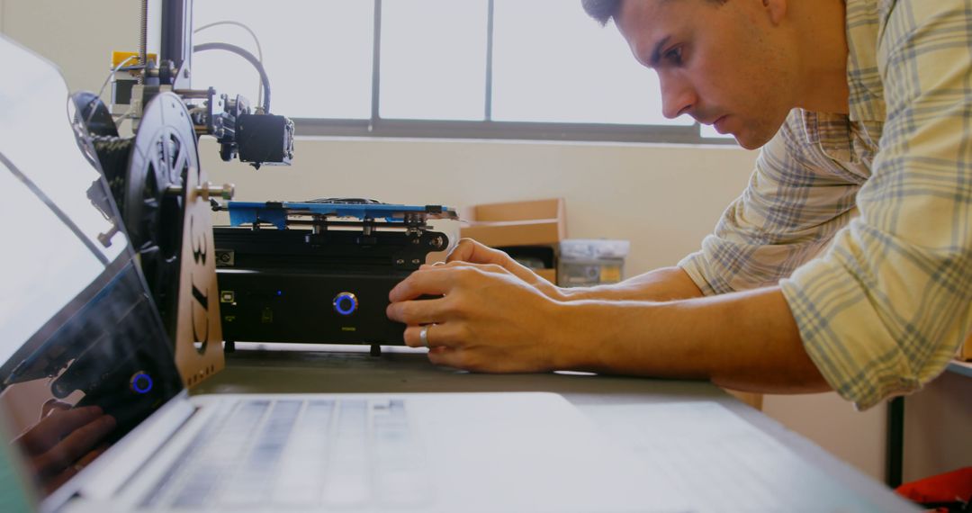 Engineer Operating 3D Printer in Modern Workshop - Free Images, Stock Photos and Pictures on Pikwizard.com