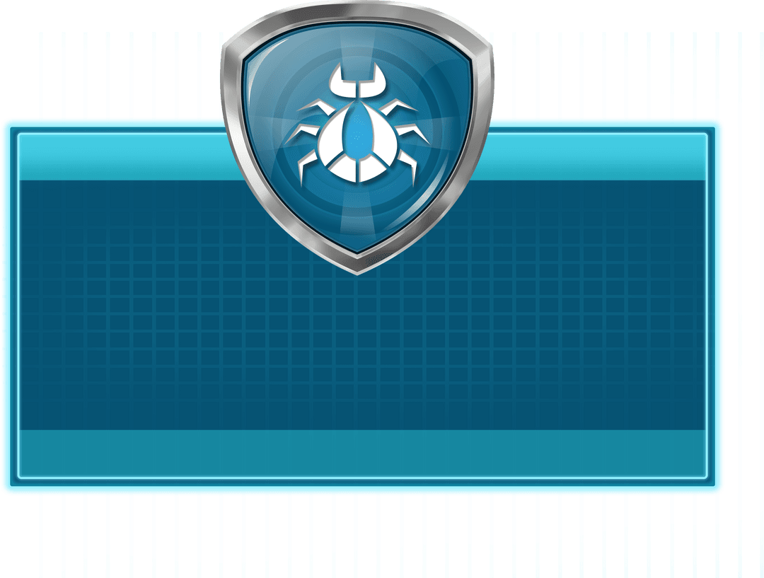 Blue Digital Interface with Shield Icon on Transparent Background