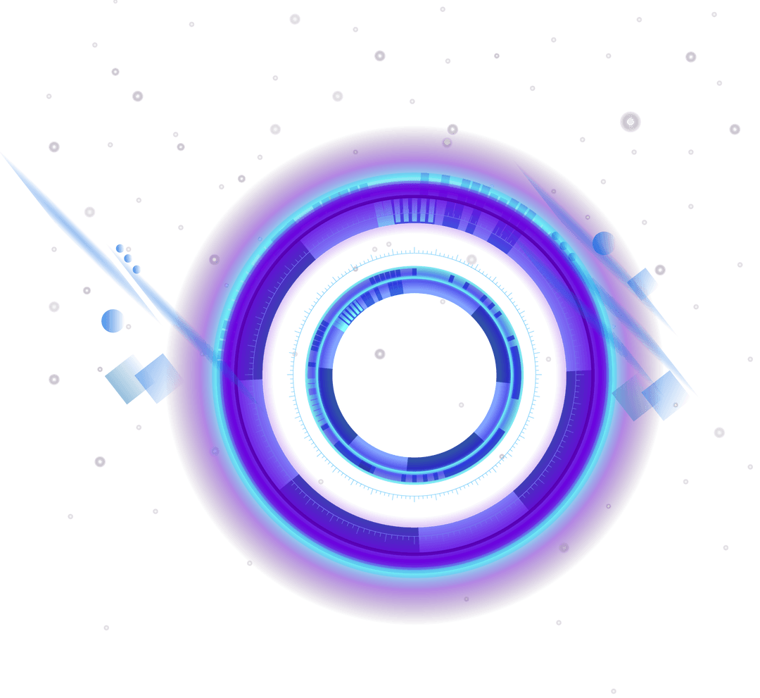 Futuristic Neon Sci-Fi Interface on Transparent Background