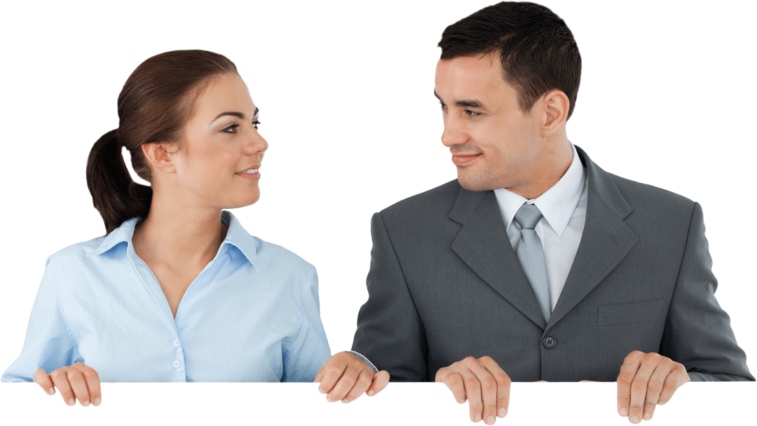 Smiling Business Colleagues on Transparent Background for Teamwork Concept