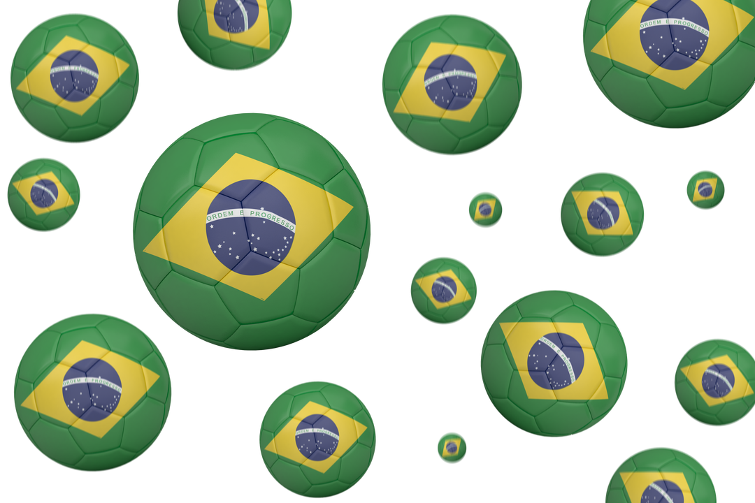 Multiple Transparent Footballs with Brazilian Flag Colors on Black Background - Download Free Stock Images Pikwizard.com