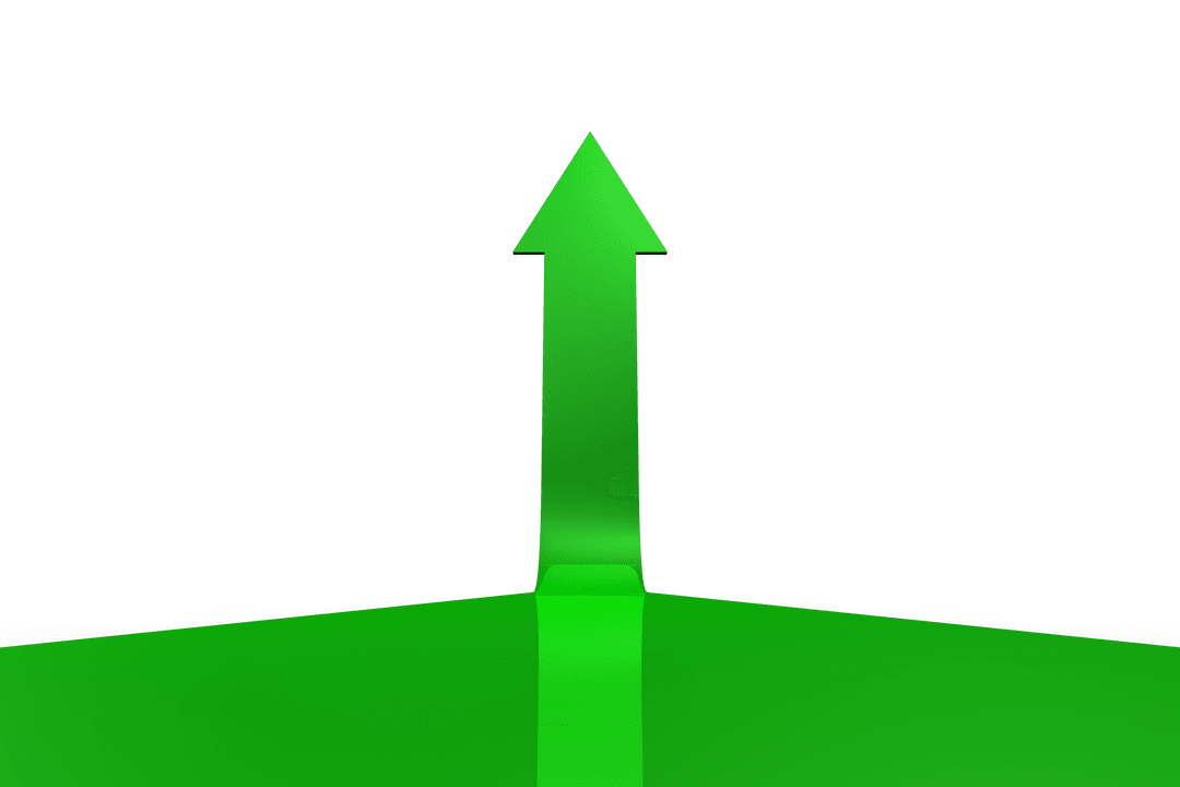 Green Arrow Pointing Up on Transparent Background Vector