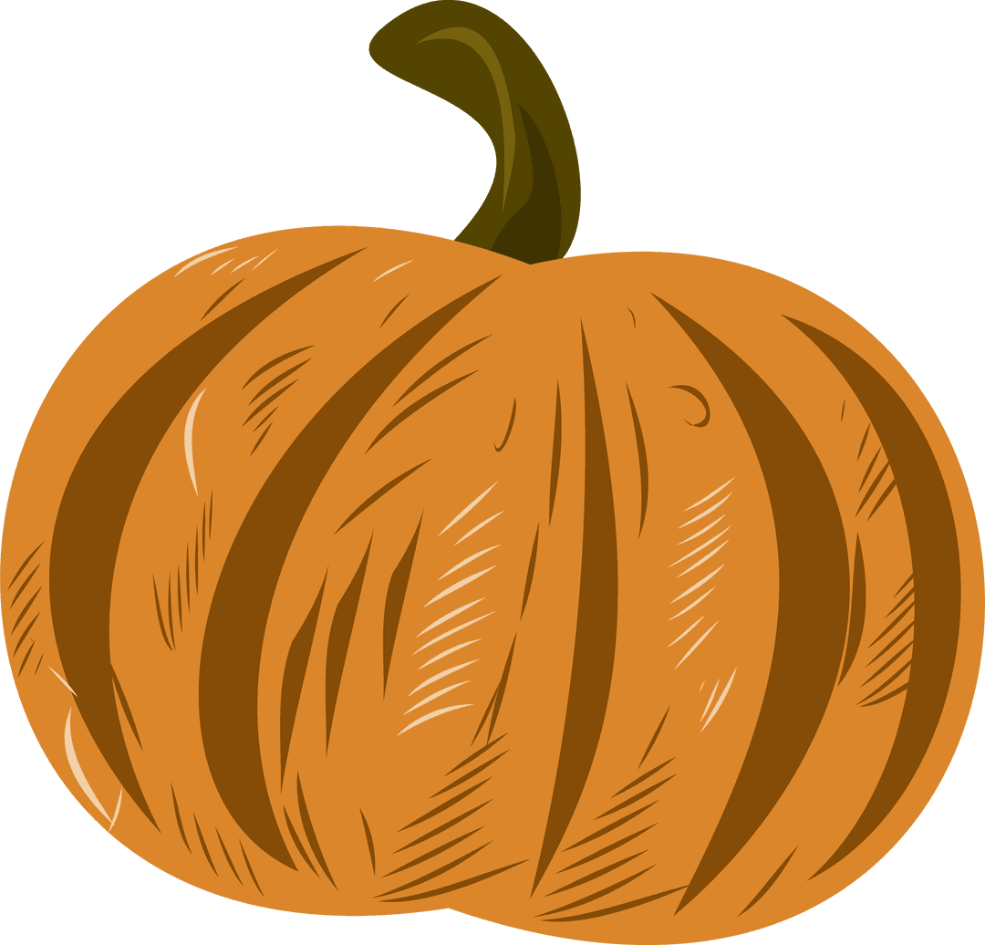 Stylized Orange Pumpkin with Deep Ribbing on Transparent