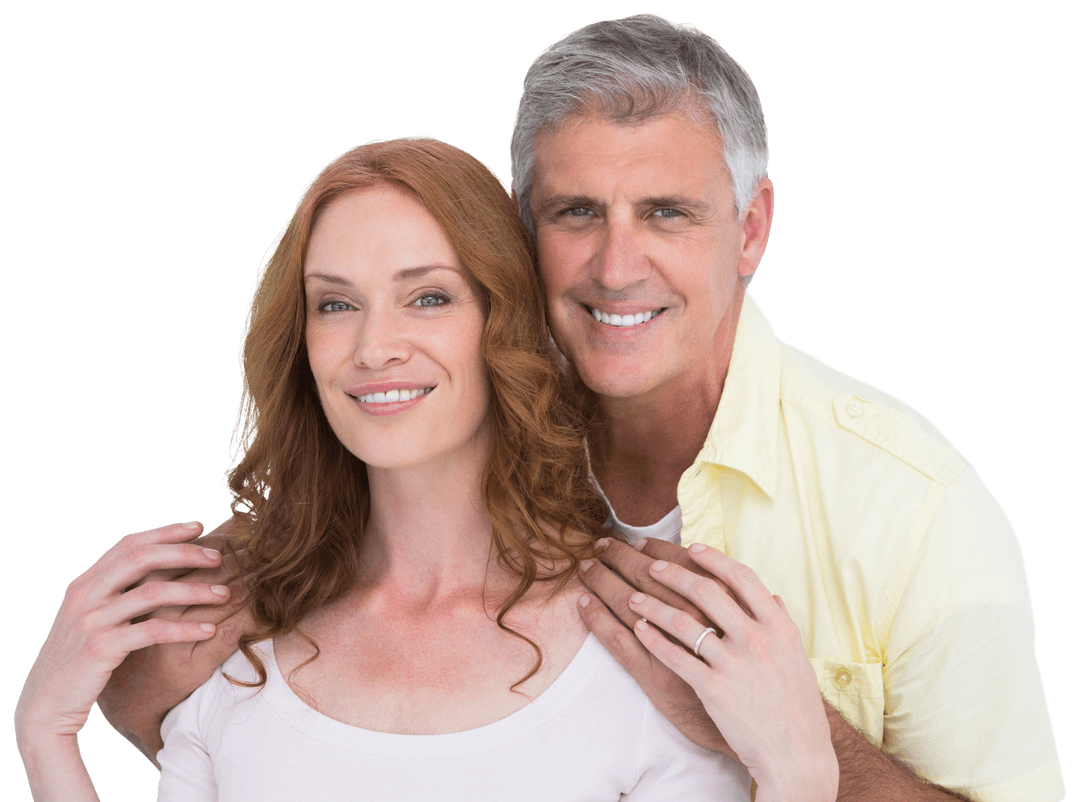Smiling Couple Embracing with Genuine Happiness Transparent Background