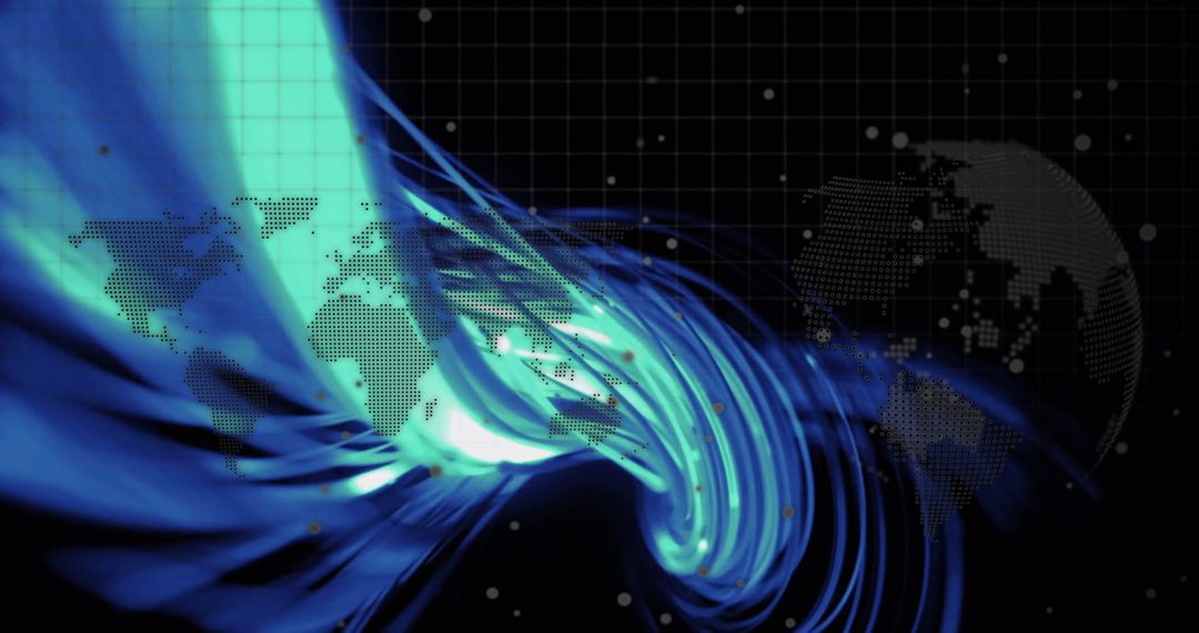 Abstract Digital Data Flow with World Map