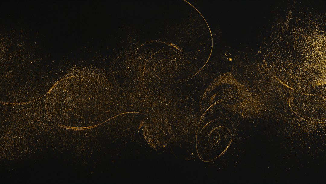Swirling Golden Particles on Black Background Forming Ethereal Patterns