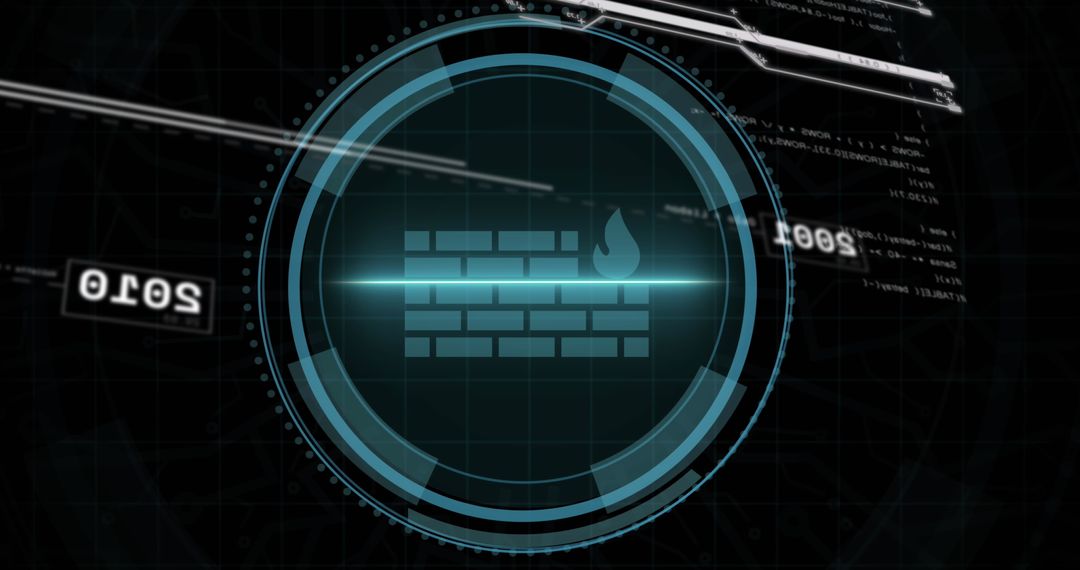 Futuristic Digital Firewall Interface with Data Stream