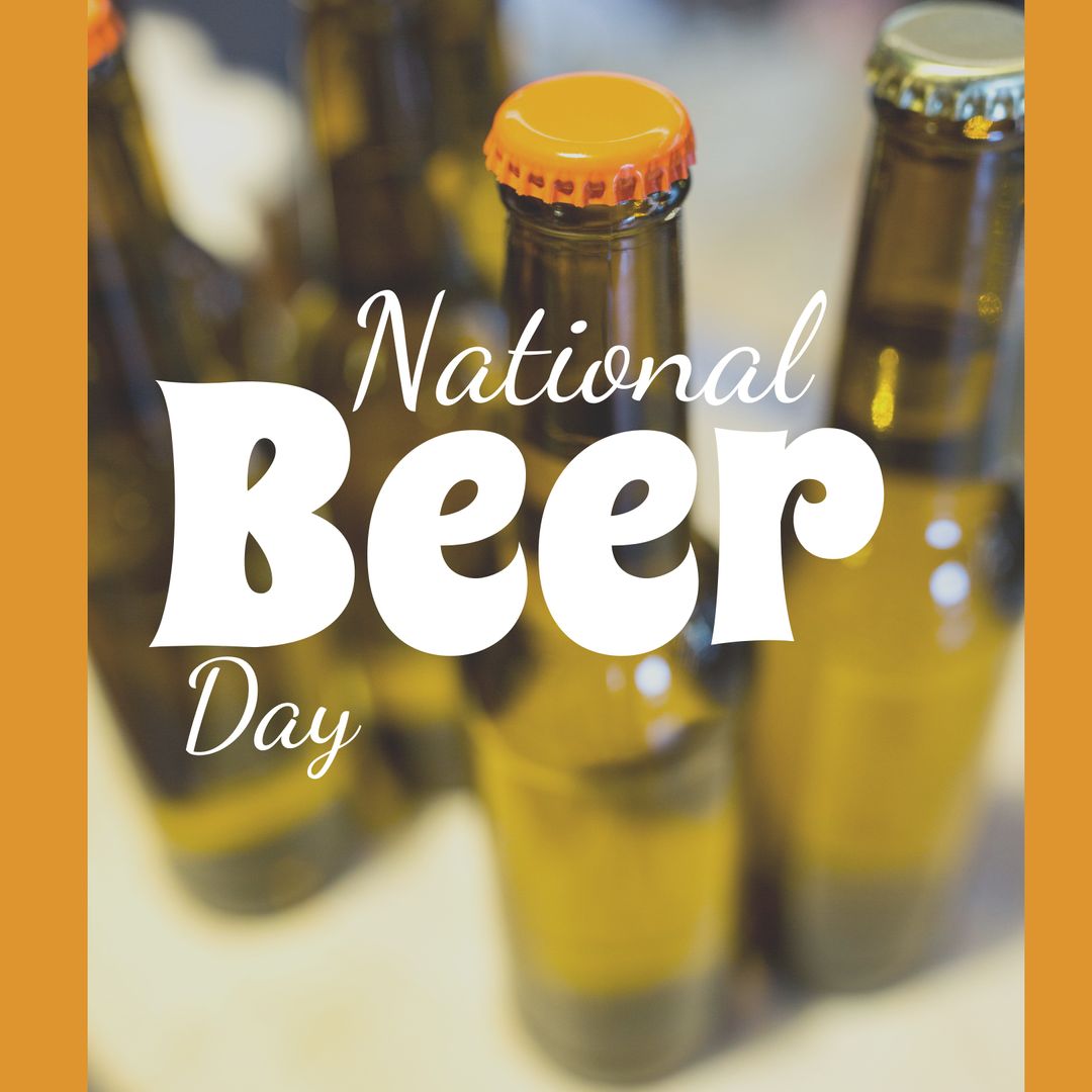 Beer Bottles with National Beer Day Text - Download Free Stock Templates Pikwizard.com