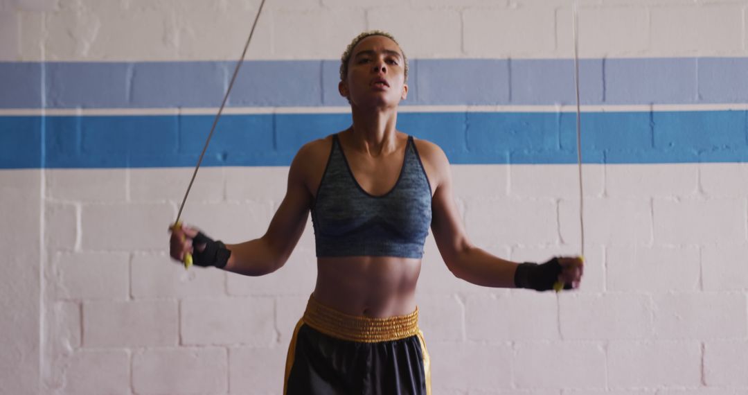 Determined Female Athlete Jumping Rope in Gym - Free Images, Stock Photos and Pictures on Pikwizard.com