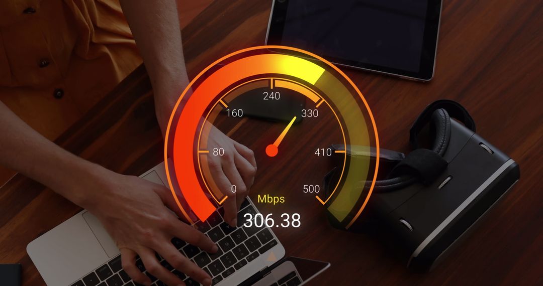High-Speed Internet Connection with Laptop and VR Headset