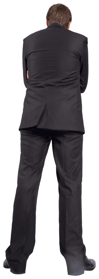 Caucasian Businessman Standing Rear View Transparent Background Image