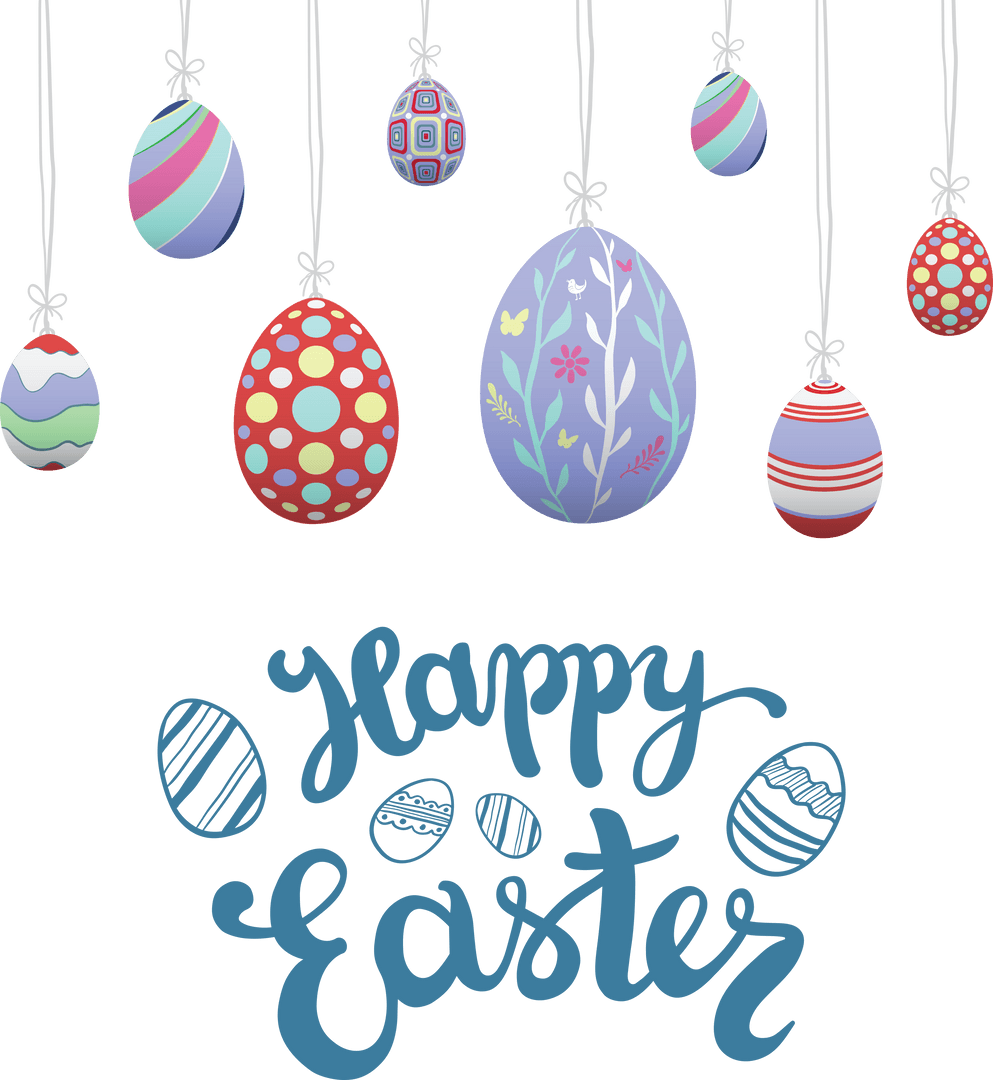 Transparent Easter Eggs with Happy Easter Text for Celebrations