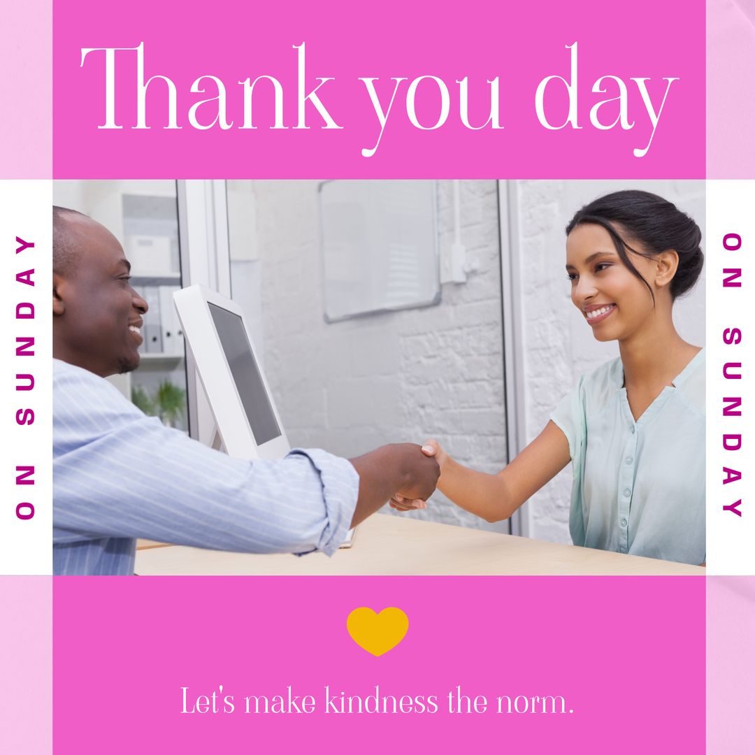 Handshaking in Modern Office for Thank You Day Promotion