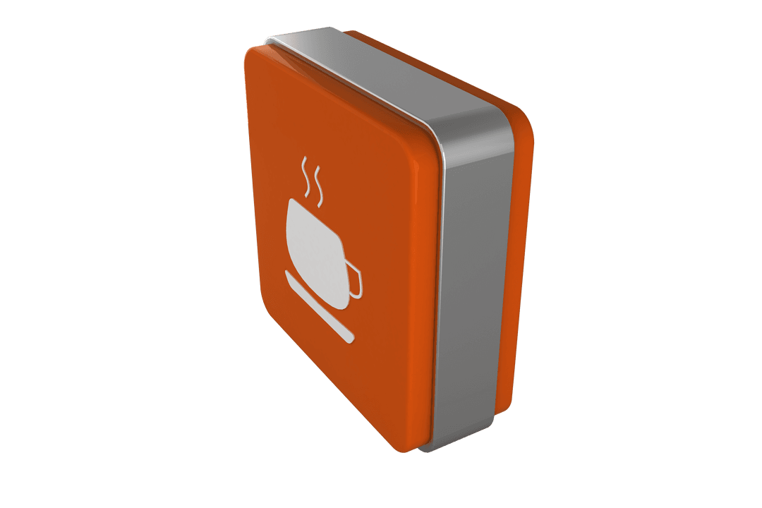 Transparent Brick Icon with Tea Mug Symbol on Solid Background
