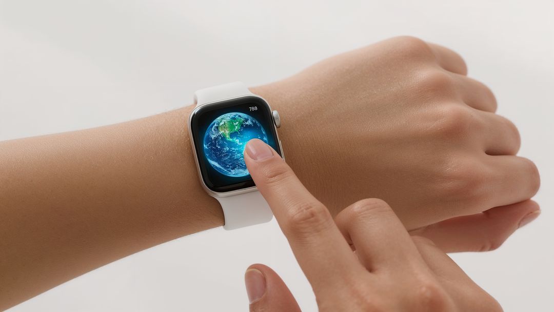 Smartwatch Displaying Earth Illustration on Wrist