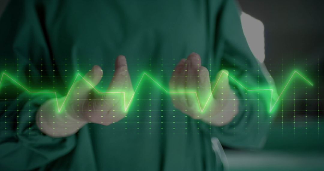 Surgeon Analyzing Vital Signs Holographic Interface in Hospital