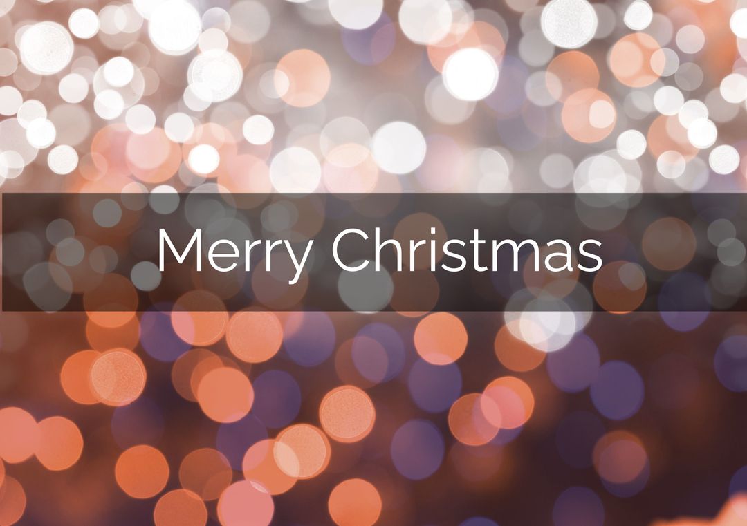 Warm Bokeh Background with Merry Christmas Text Festive Theme