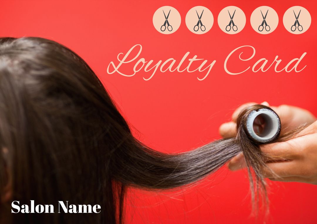 Hair Salon Loyalty Card Promotion With Styling Details - Download Free Stock Templates Pikwizard.com