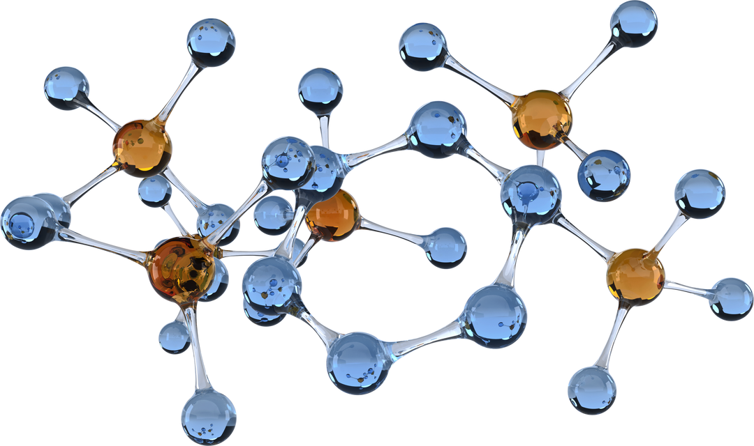 Abstract Transparent Molecule Model with Blue and Orange Balls - Download Free Stock Images Pikwizard.com