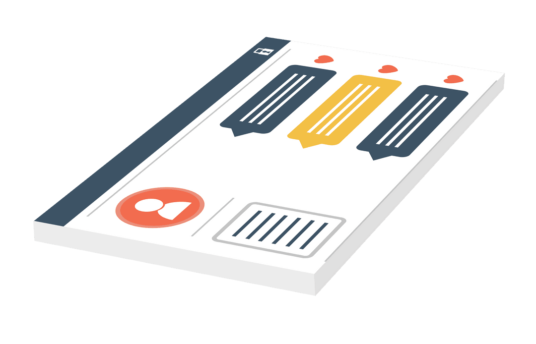 Social Media Interface Illustration on Transparent Background