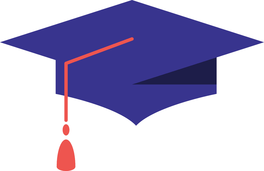 Flat Mortarboard Cap with Teardrop Tassel on Transparent Background