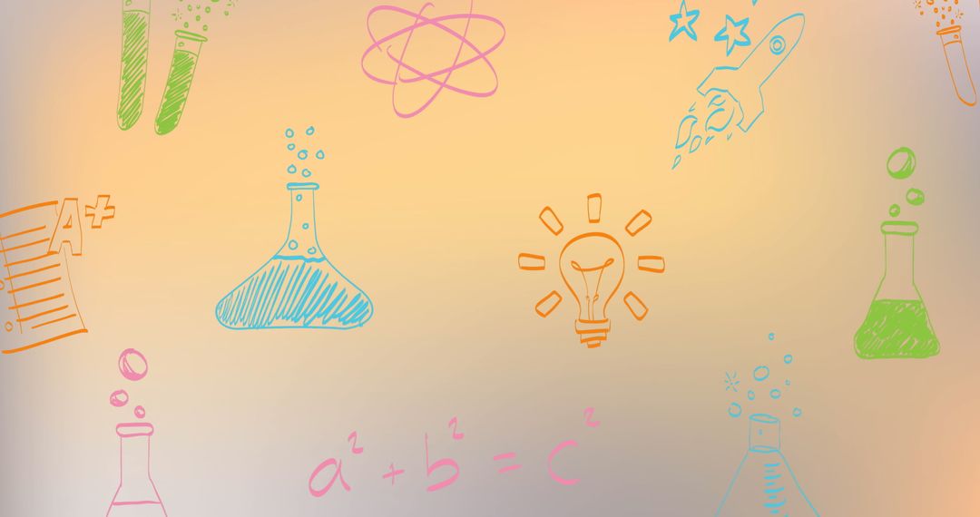 Educational Science Icons on Gradient Orange Background