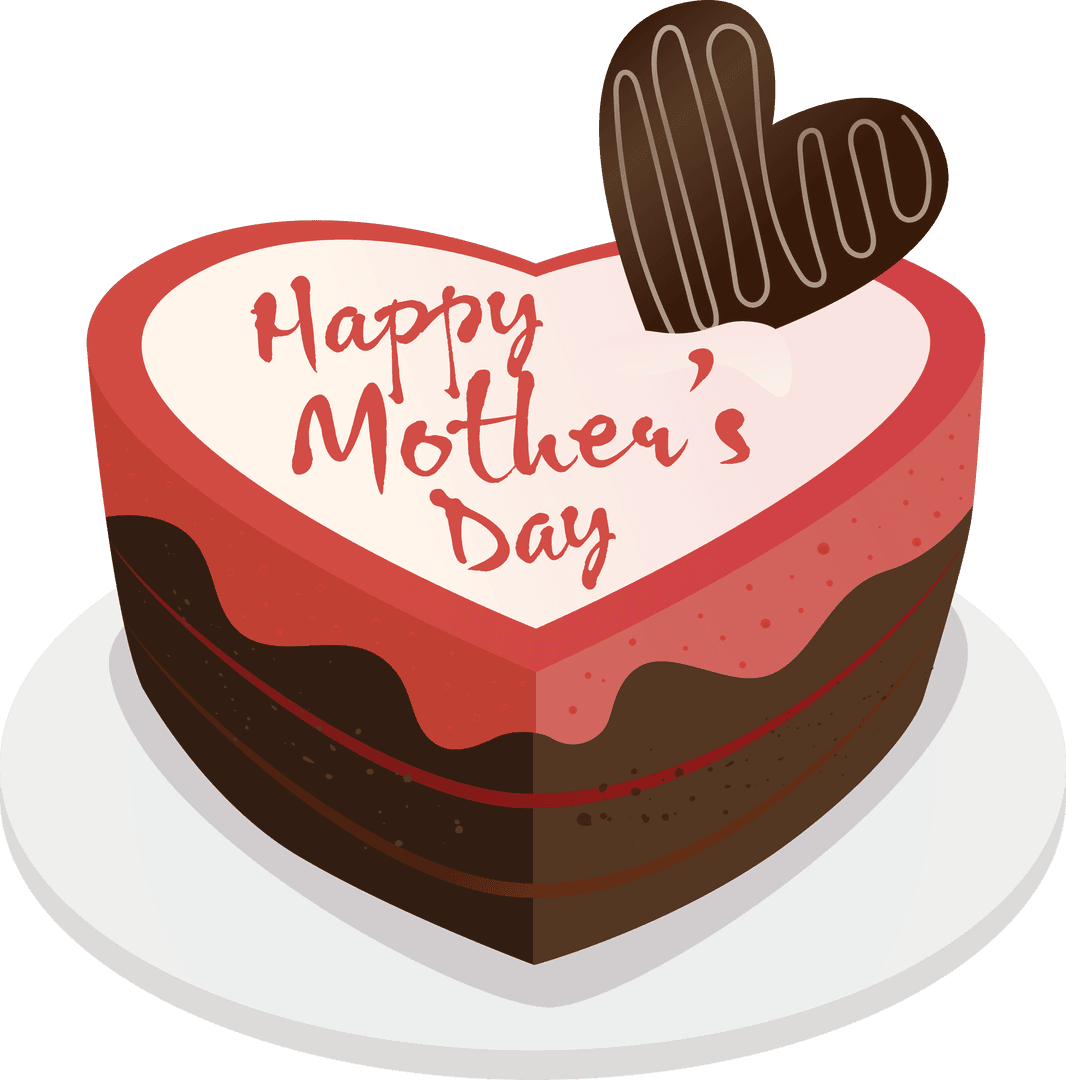 Heart-shaped Mother's Day Cake on Transparent Background